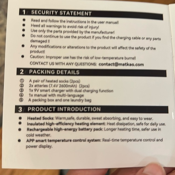 🎄♥️ New!! 🎄♥️ Holiday gift! NIB Matkao Smart Heated Socks Small - Picture 8 of 14